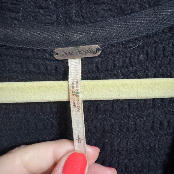 Free People Oversized Black Deep V Sweater Dress w/ Lace-Up Sides — Large - Picture 5 of 5